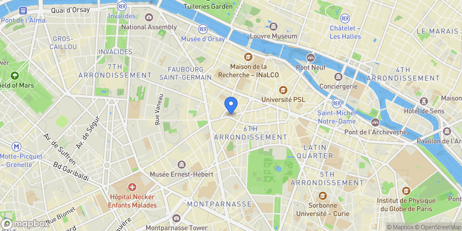 Map showing Paris, Île-de-France, France.