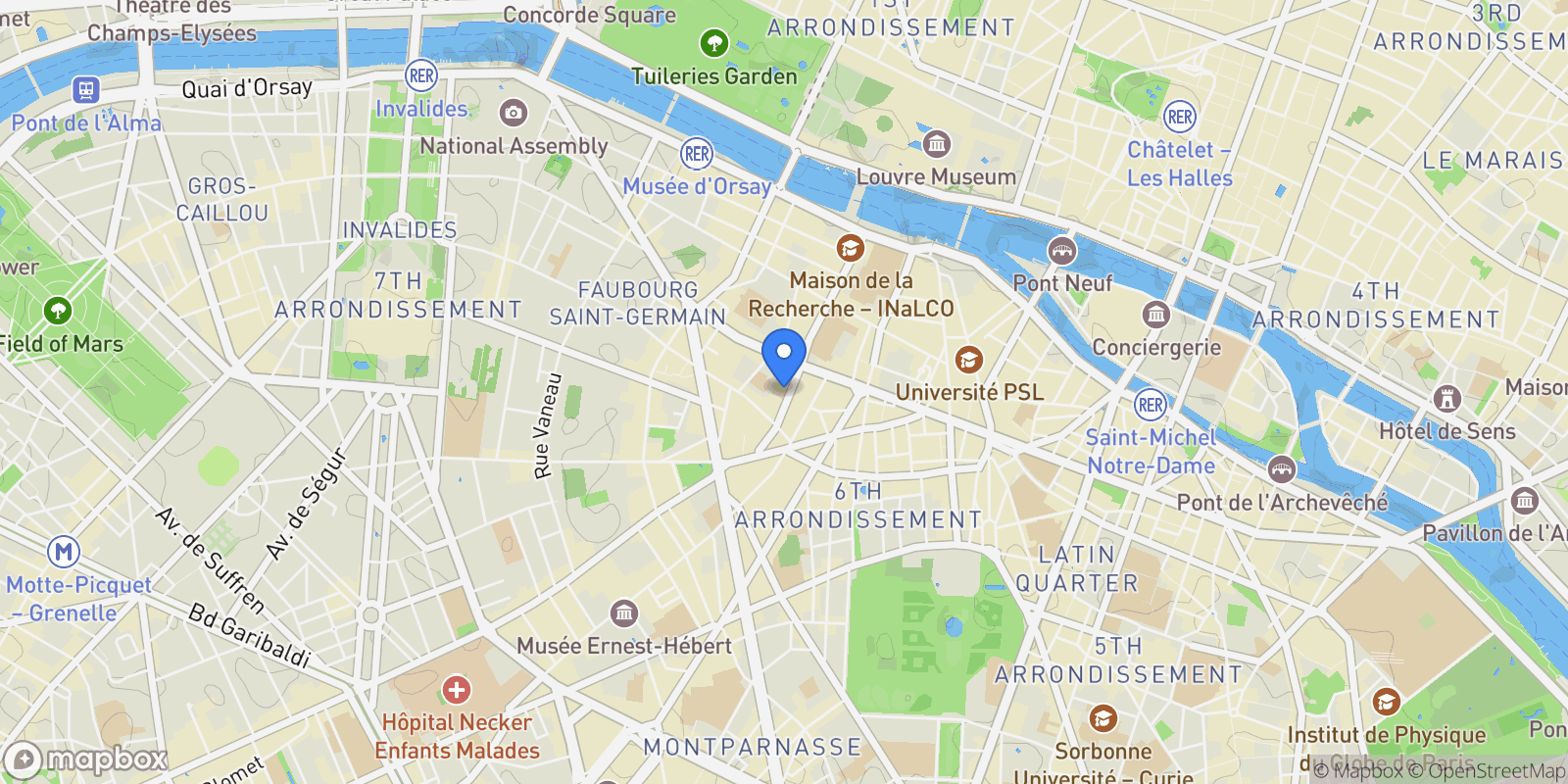 Map showing Paris, Île-de-France, France.