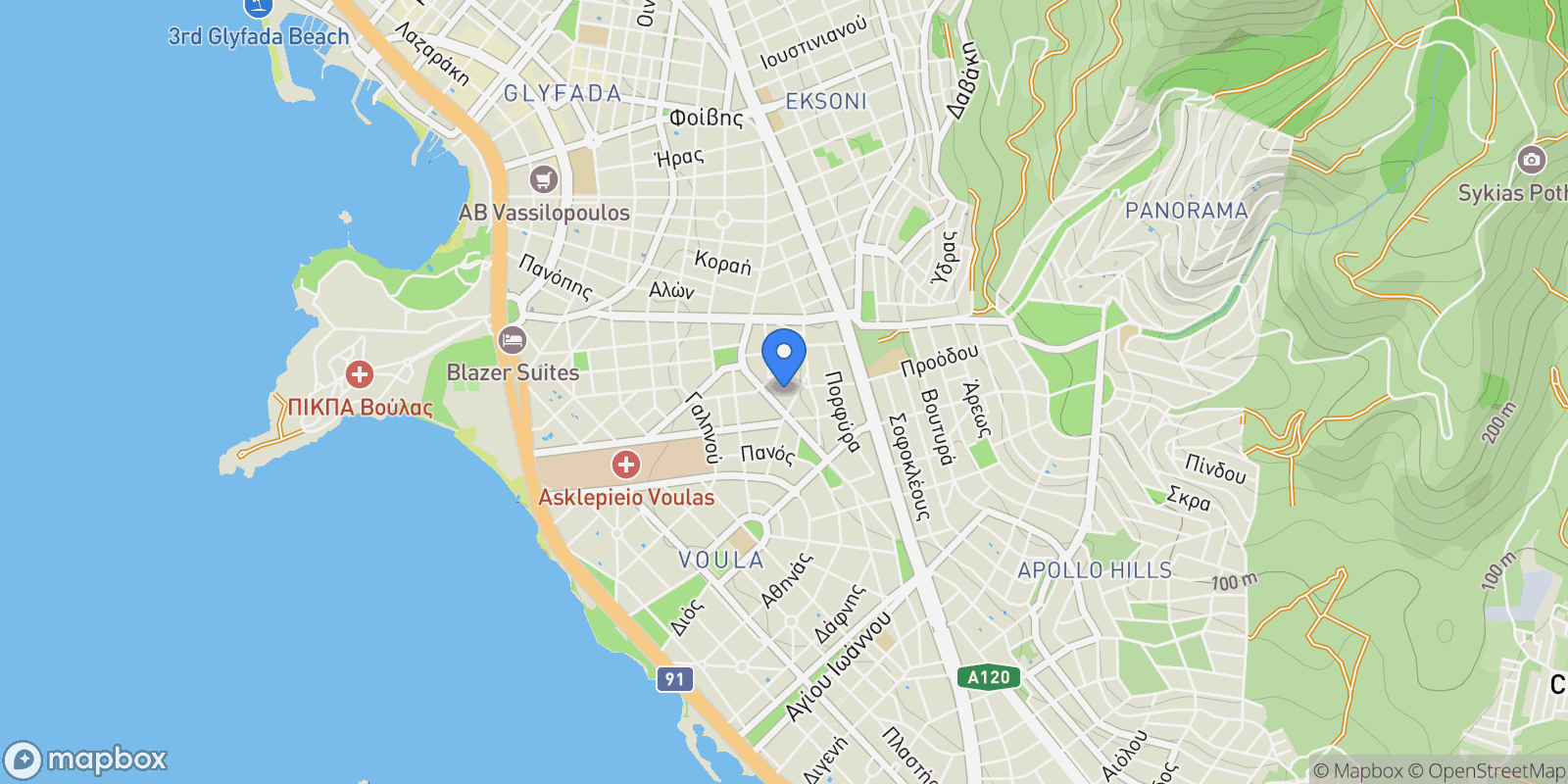 Map showing Voula, Attica, Greece.