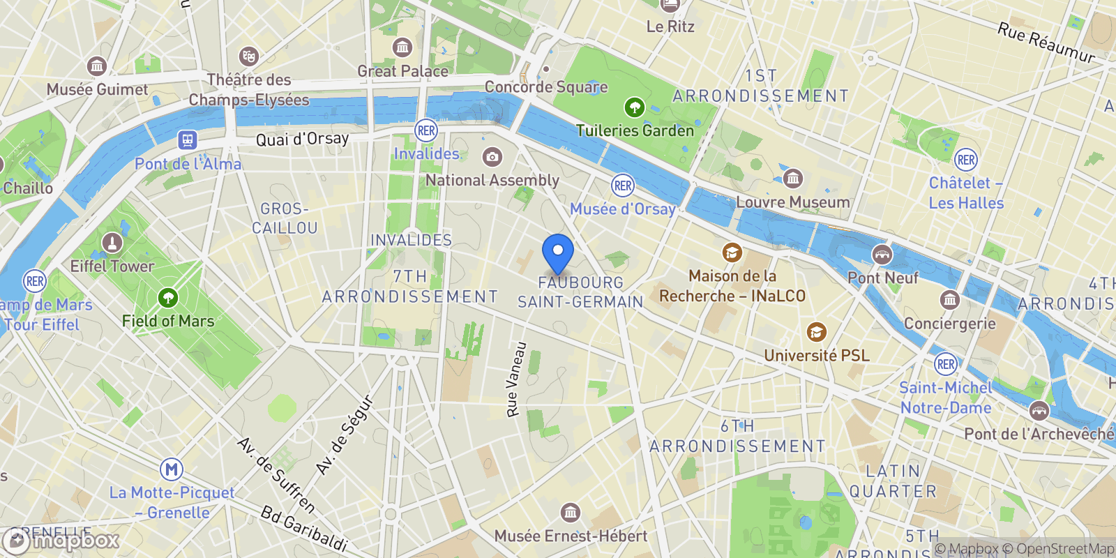 Map showing Paris, Île-de-France, France.
