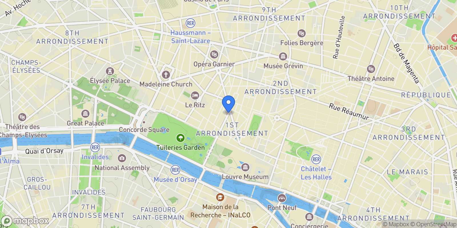 Map showing Paris, Île-de-France, France.