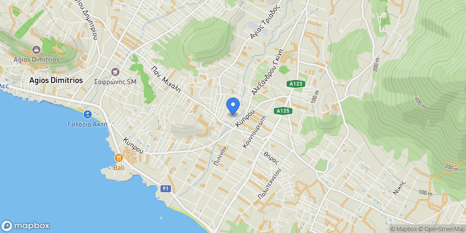 Map showing Kalyvia Thorikou, Attica, Greece.
