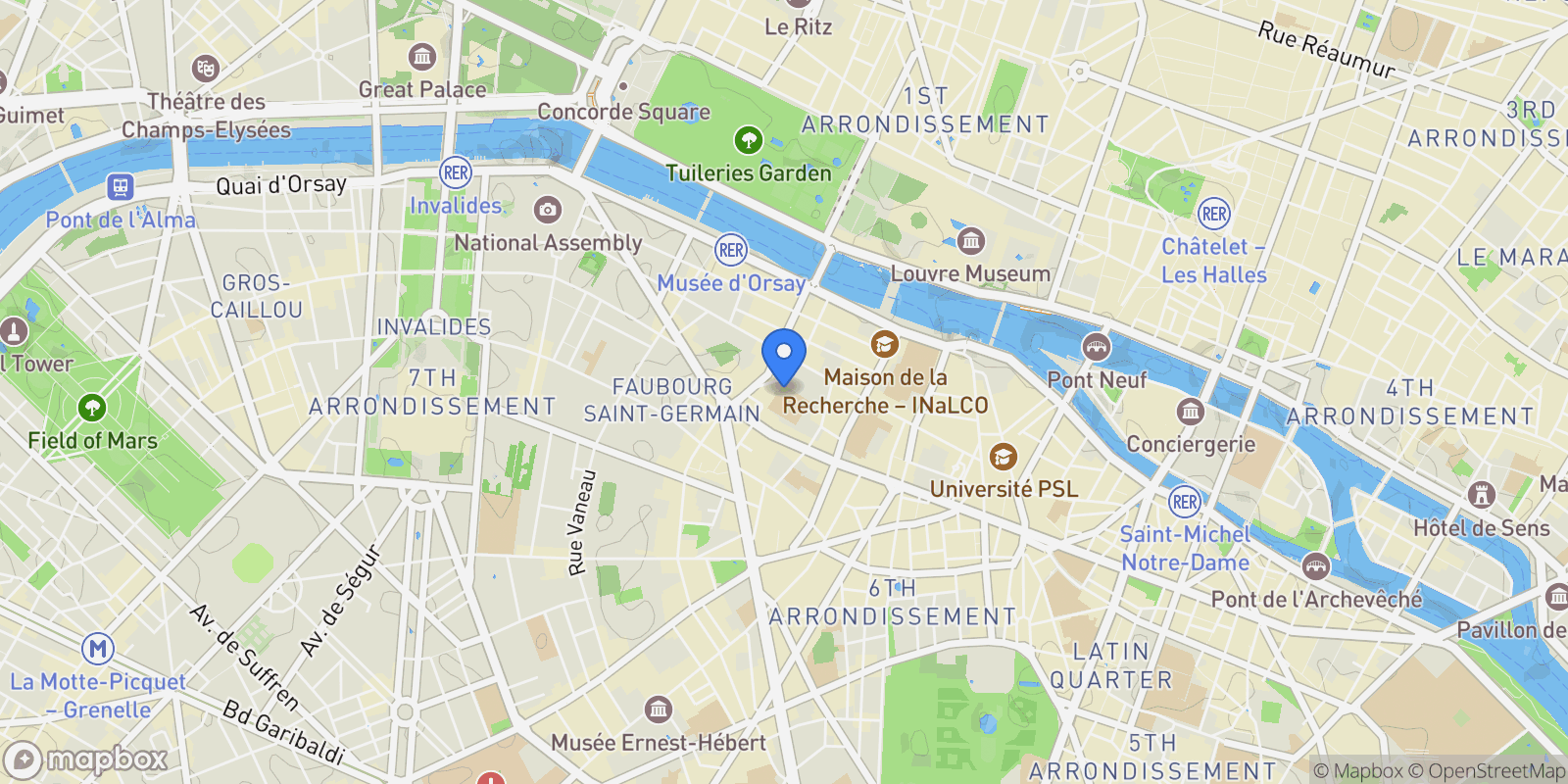 Map showing Paris, Île-de-France, France.