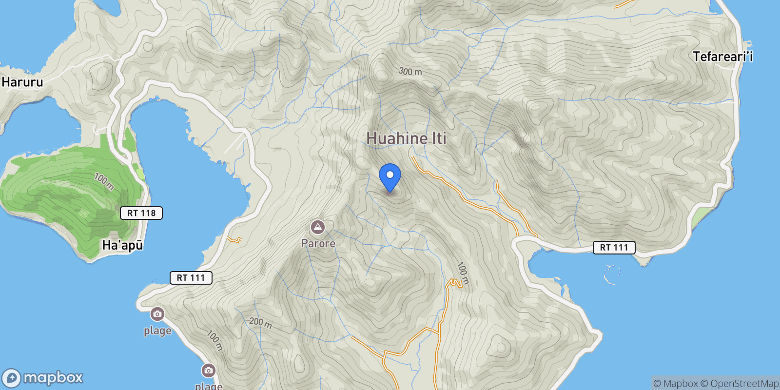 Map showing Huahine, Huahine, Huahine, Leeward Islands, French Polynesia.