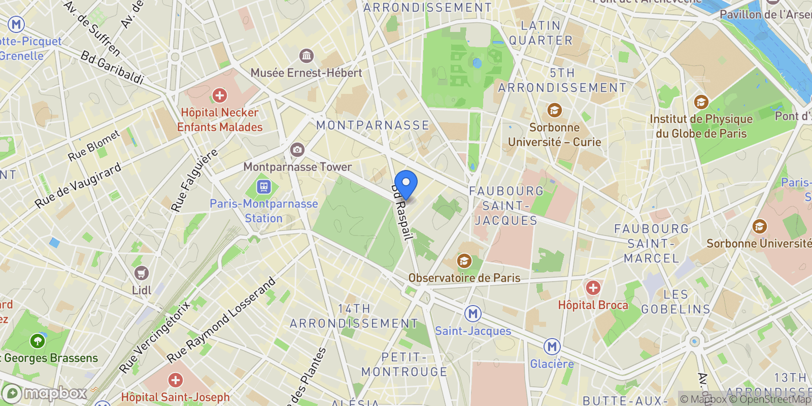 Map showing Paris, Île-de-France, France.