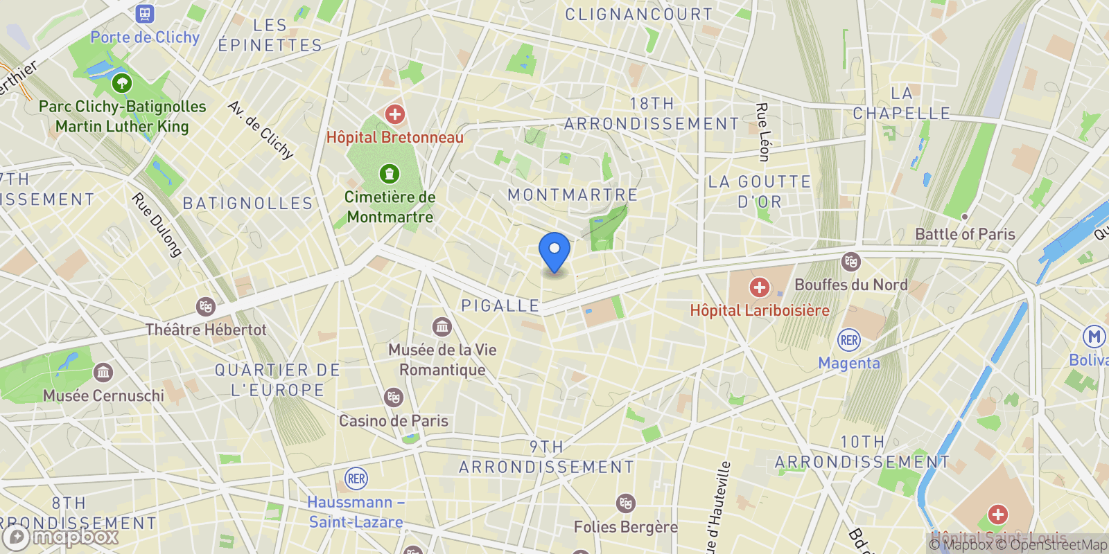 Map showing Paris, Île-de-France, France.