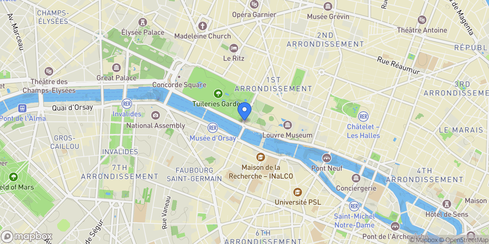 Map showing Paris, Île-de-France, France.