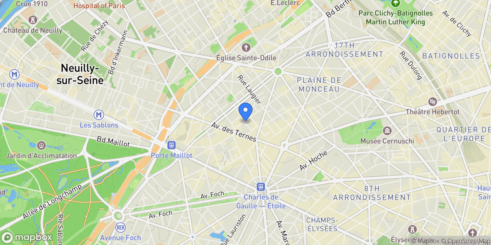Map showing Paris, Île-de-France, France.
