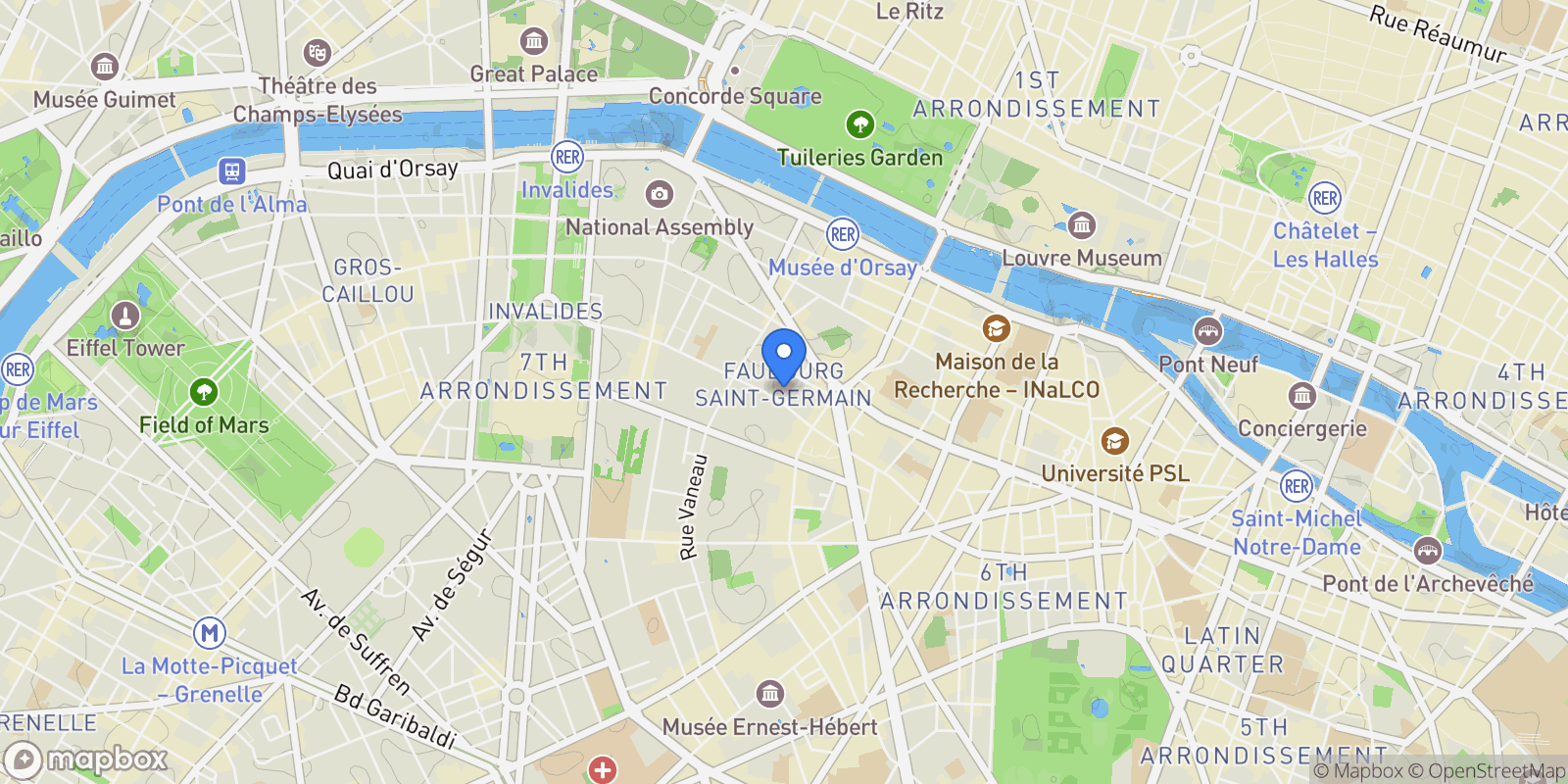 Map showing Paris, Île-de-France, France.