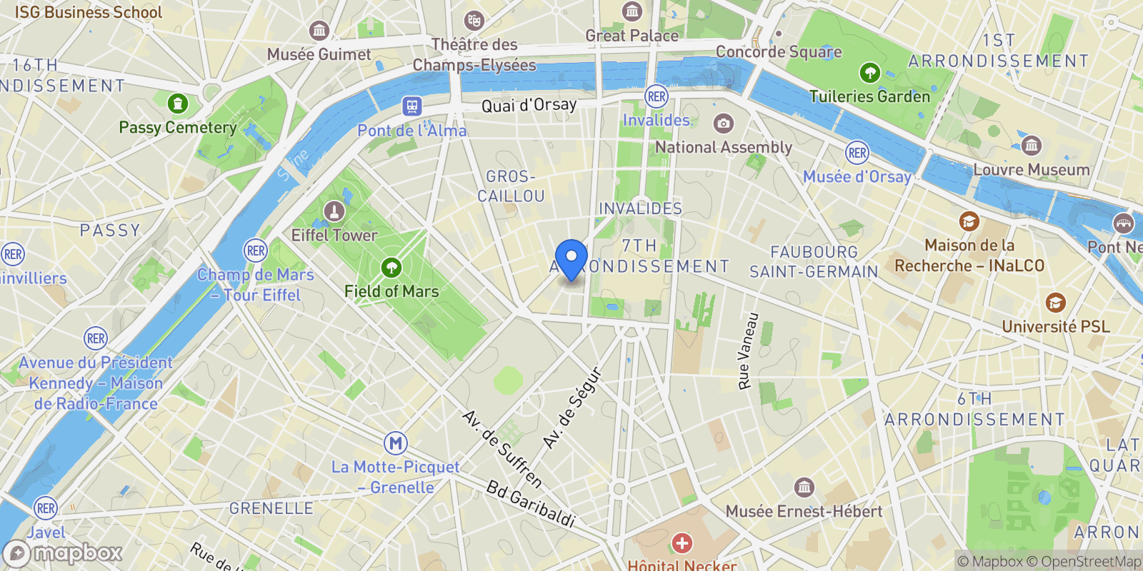 Map showing Paris, Île-de-France, France.