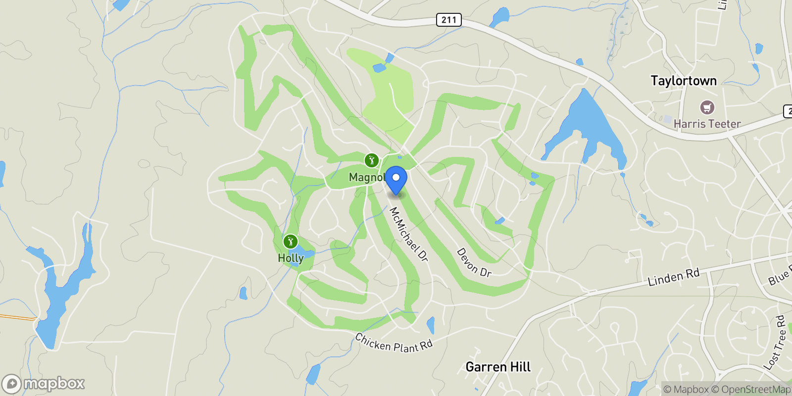 Map showing 17 Mcmichael Drive, Pinehurst, North Carolina, United States.