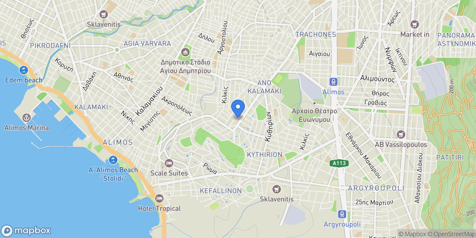 Map showing South Athens, Attica, Greece.