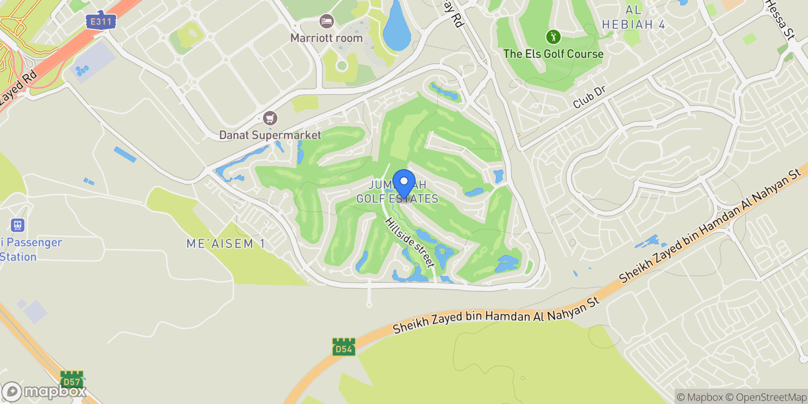 Map showing Earth, Jumeirah Golf Estates, Dubai, Dubai, United Arab Emirates.