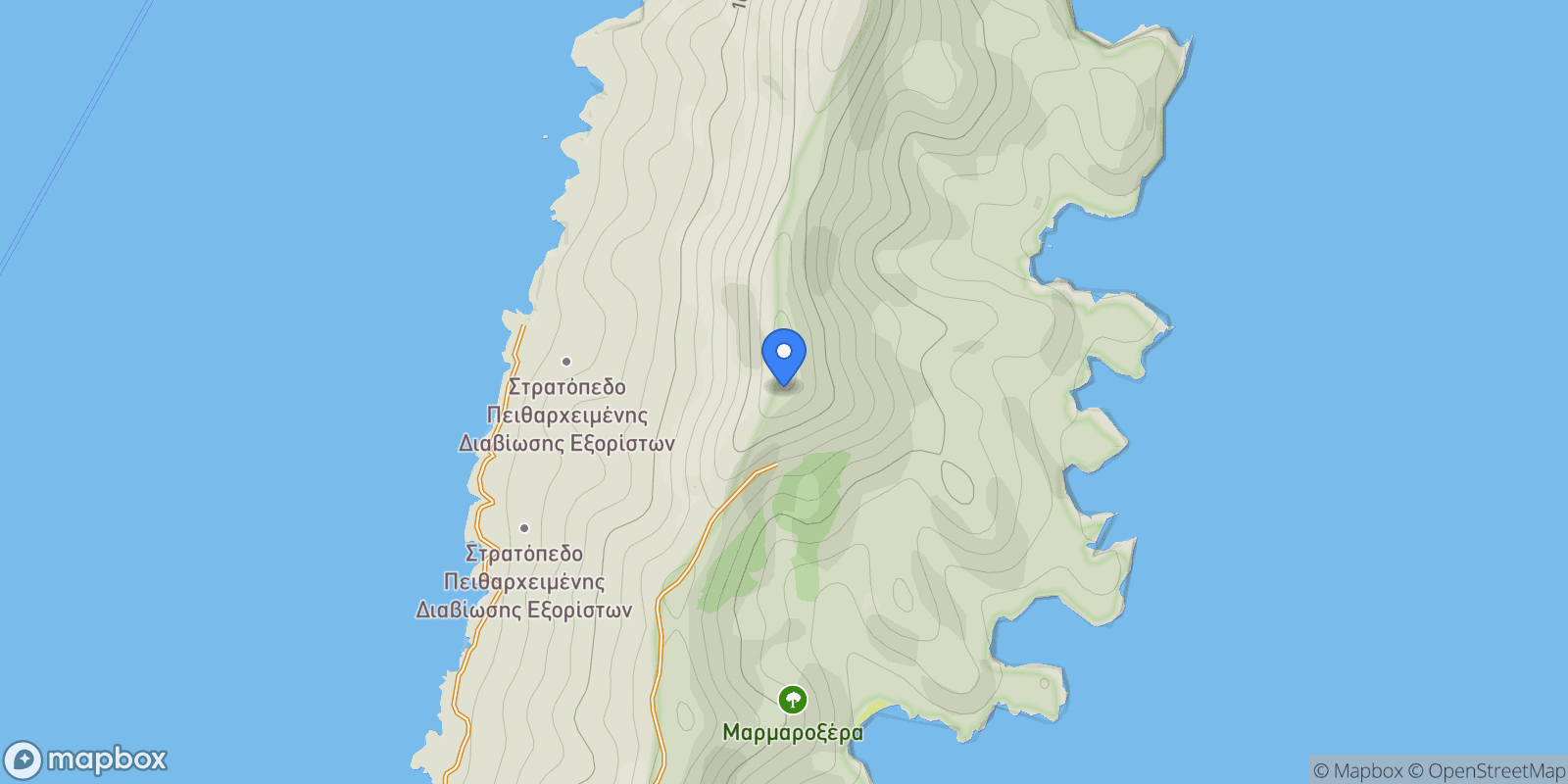 Map showing Makronisos, Aegean, Greece.