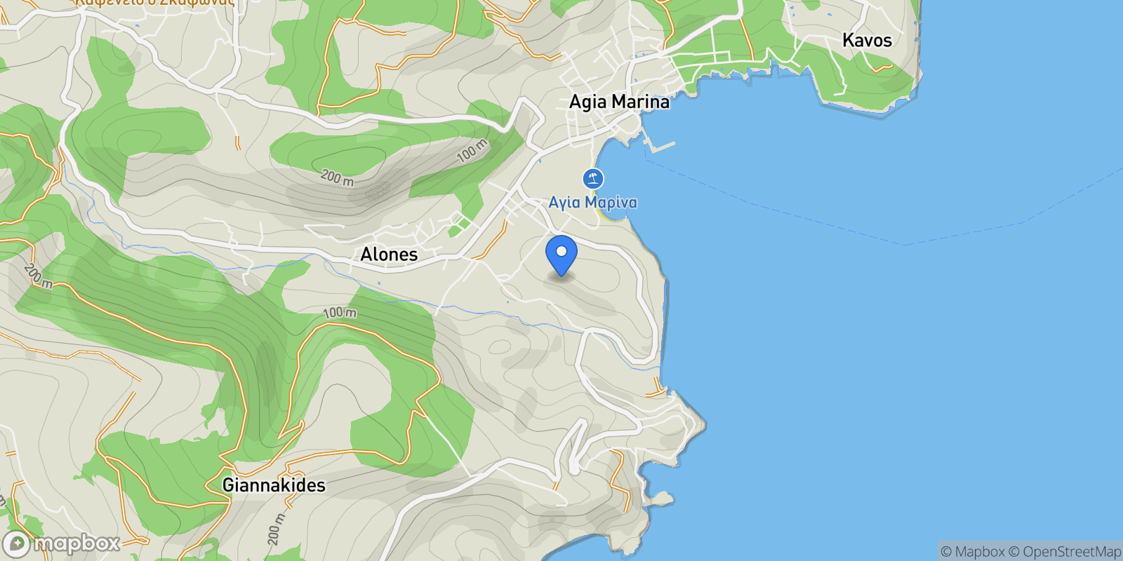 Map showing Aegina, Attica, Greece.