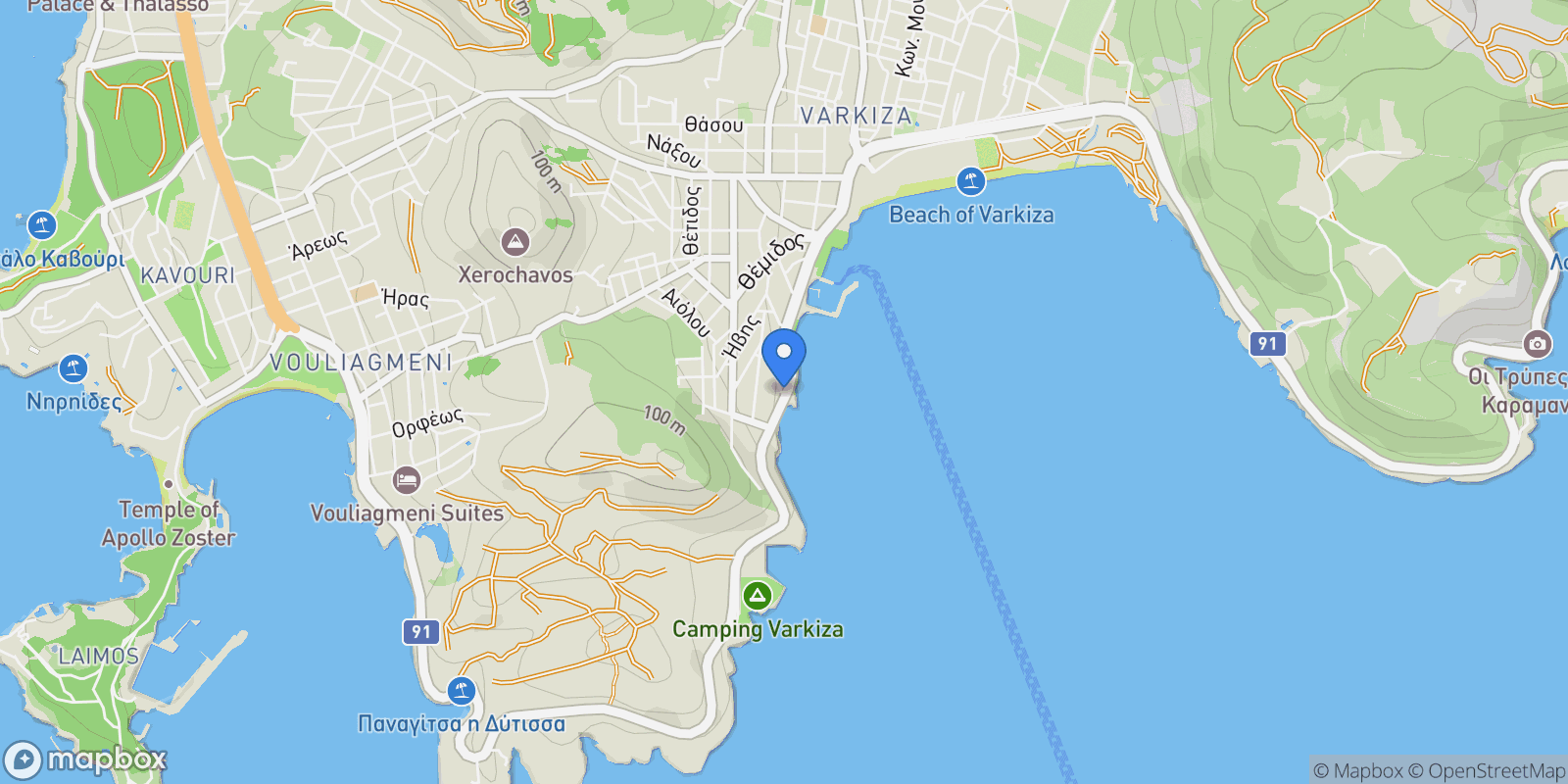 Map showing Vari, Attica, Greece.
