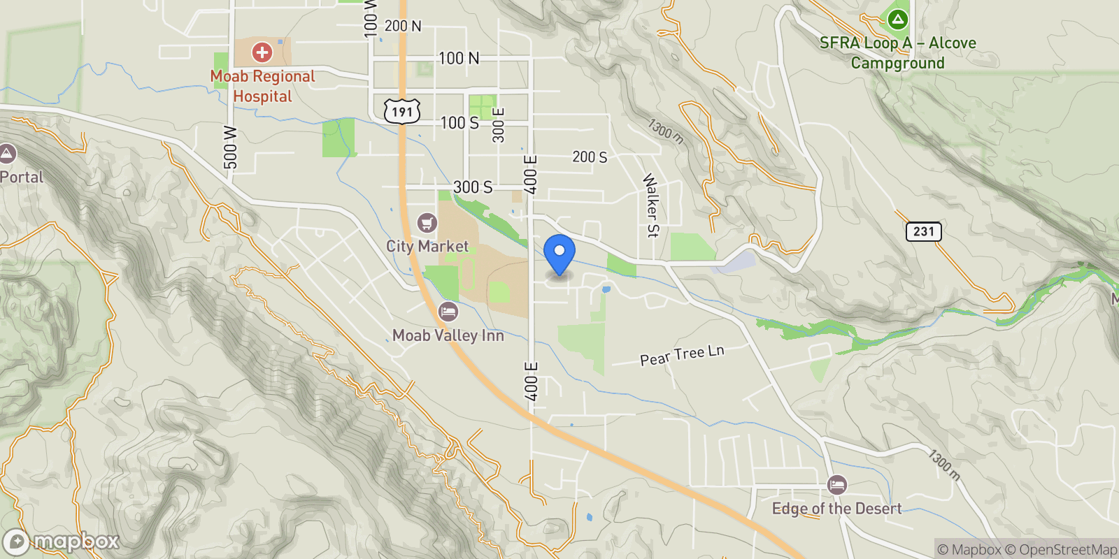 Map showing 487 KIVA DR, Moab, Utah, United States.