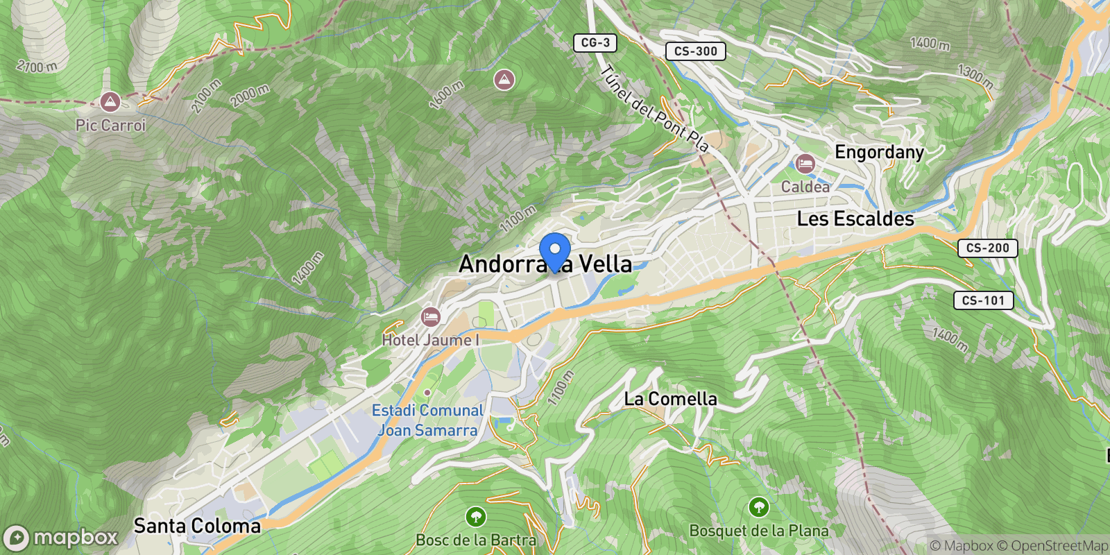 Map showing Andorra la Vella, 07 AD500, Andorra la Vella, Andorra la Vella, Andorra.