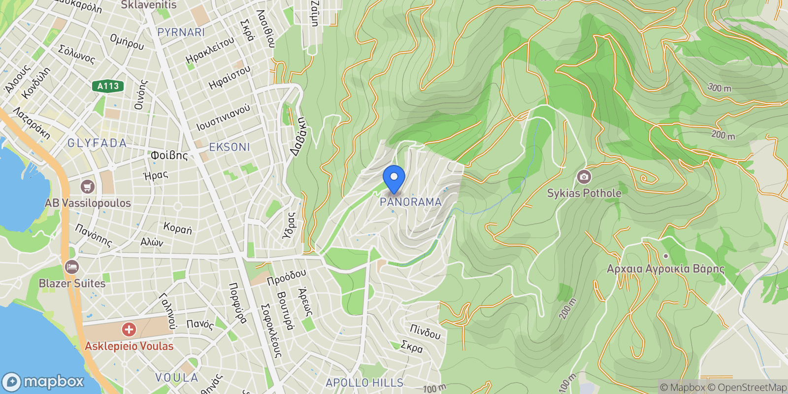 Map showing Voula, Attica, Greece.