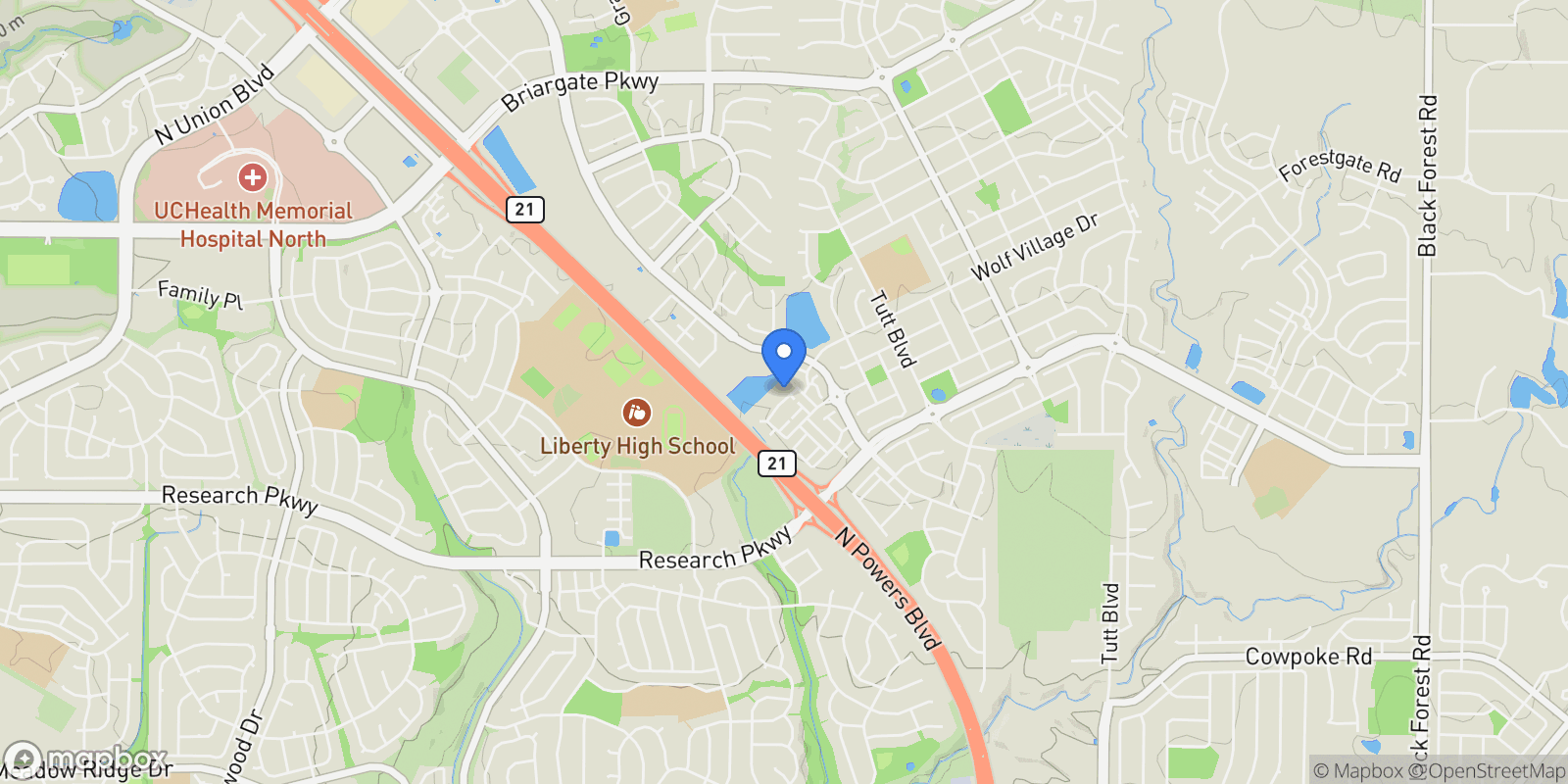 Map showing 10476 Wrangell Circle, Colorado Springs, CO 80924, Colorado Springs, Colorado, United States.