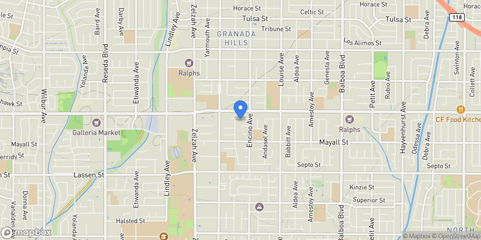 Map showing 17530 Tuba Street, Los Angeles, California, United States.