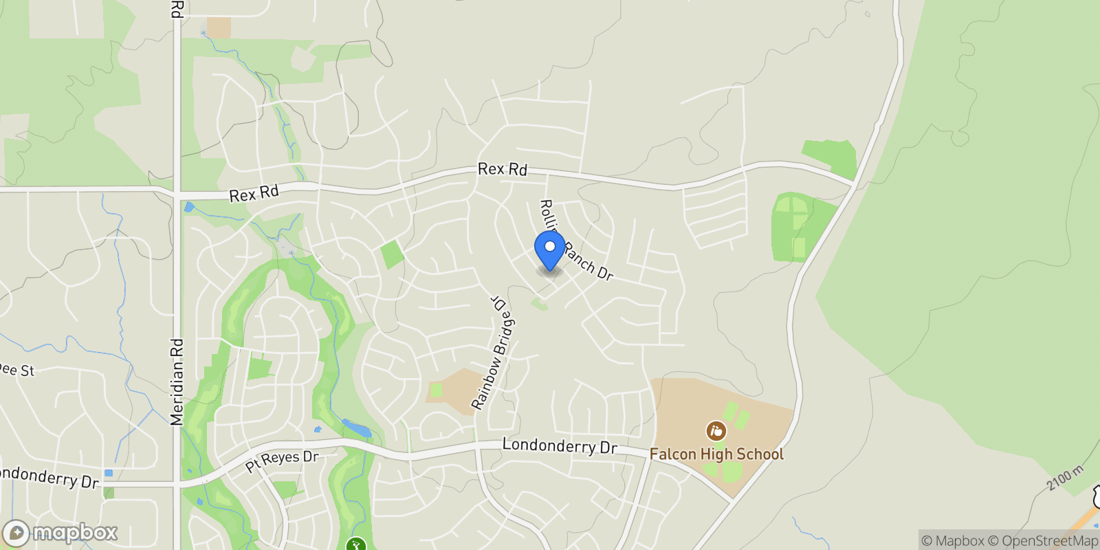 Map showing 10765 Rolling Mesa Drive, Peyton, CO 80831, Elbert, Colorado, United States.