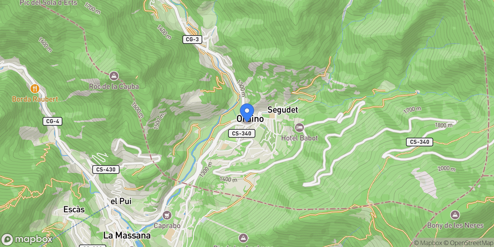 Map showing Ordino, 05 AD300, Ordino, Ordino, Andorra.