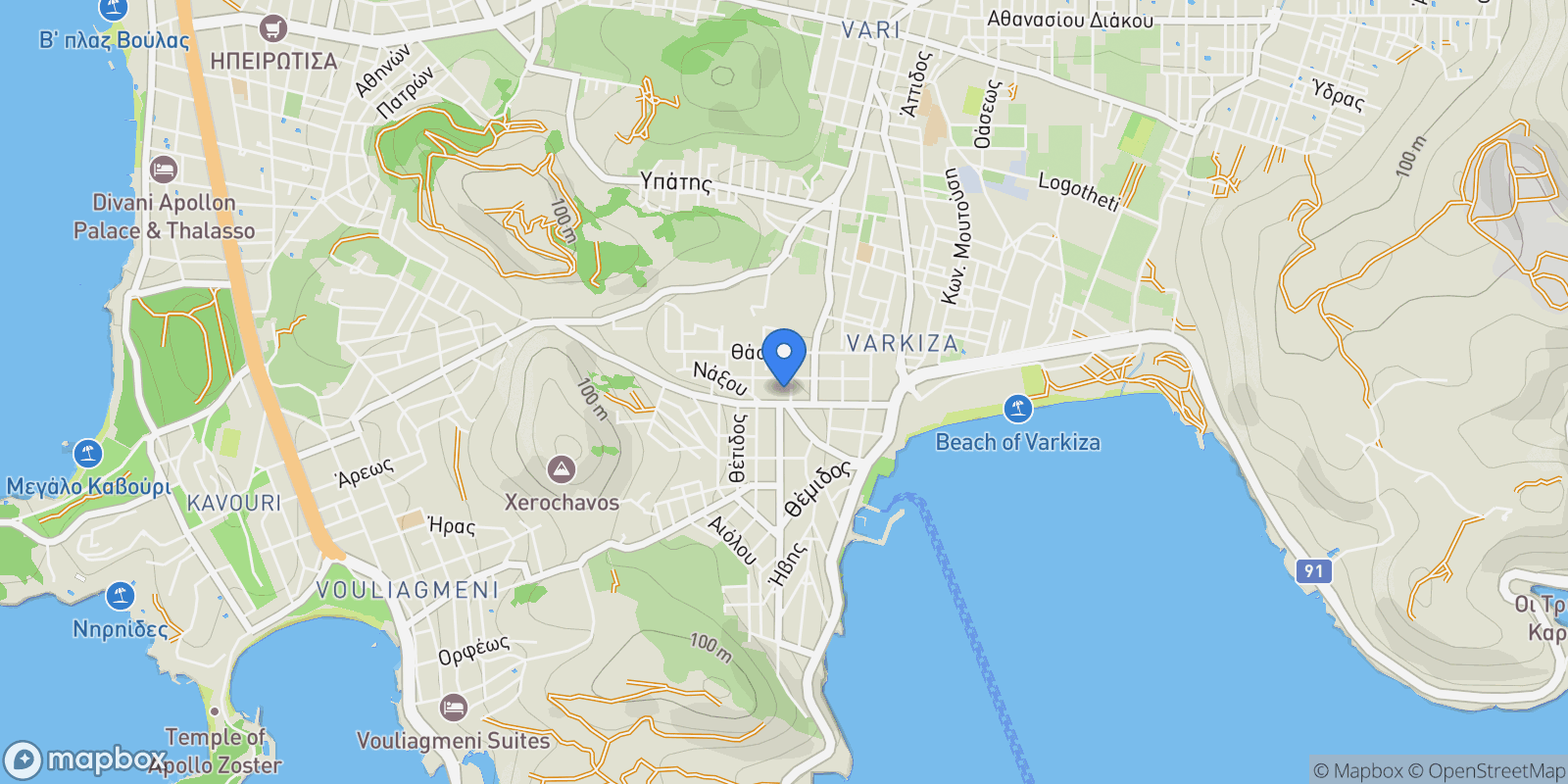 Map showing Vari, Attica, Greece.