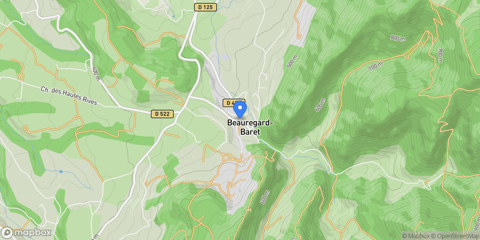 Map showing Beauregard-Baret, Beauregard-Baret, Beauregard-Baret, Auvergne-Rhône-Alpes, France.