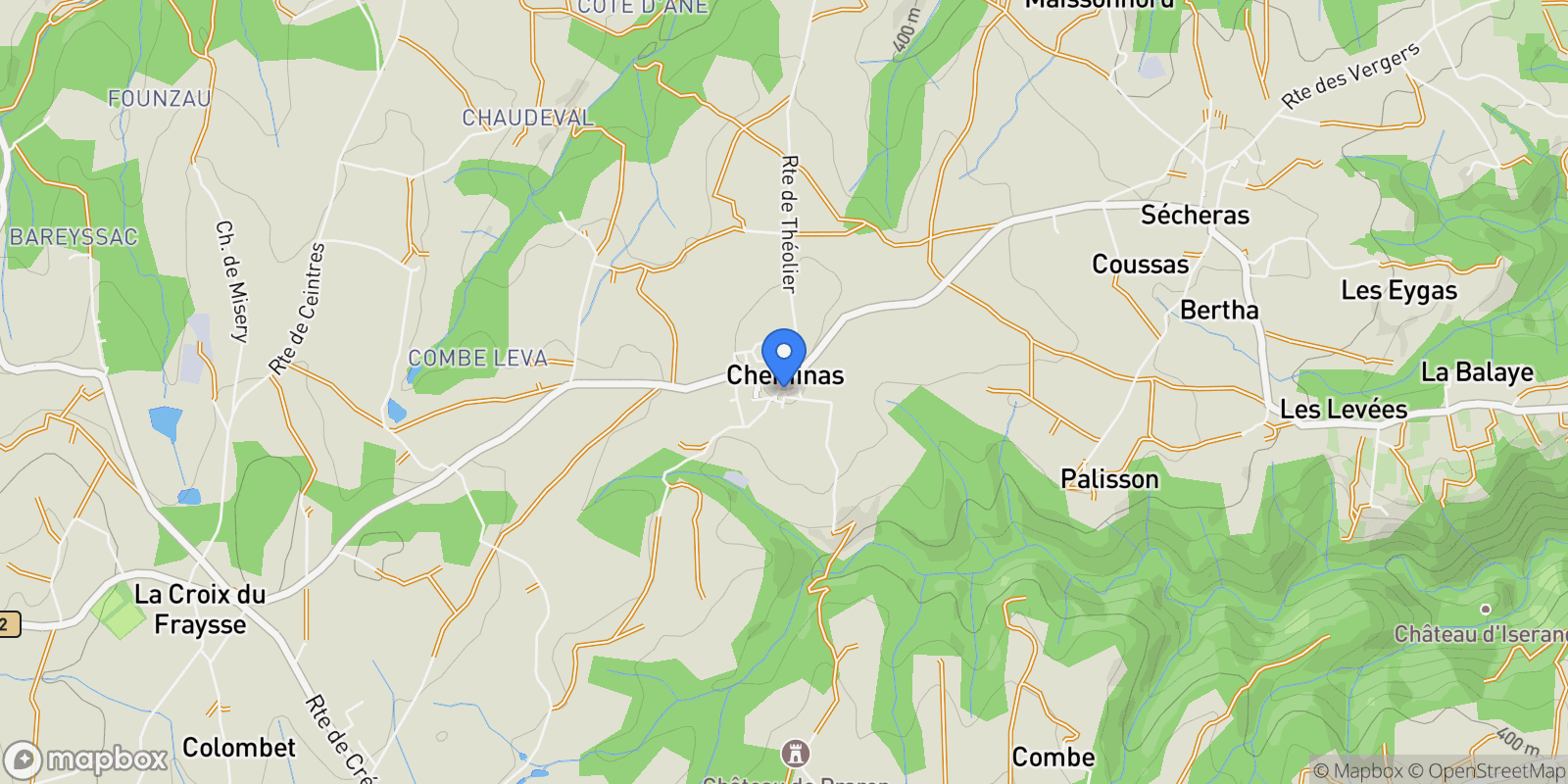 Map showing Cheminas, Cheminas, Cheminas, Auvergne-Rhône-Alpes, France.