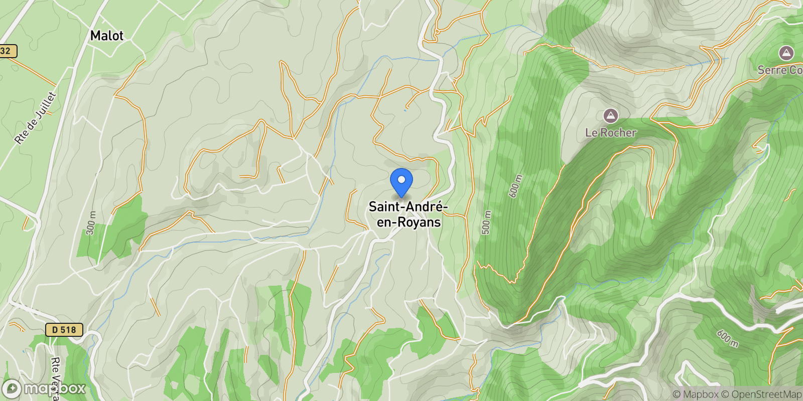 Map showing Saint-André-en-Royans, Saint-André-en-Royans, Saint-André-en-Royans, Auvergne-Rhône-Alpes, France.