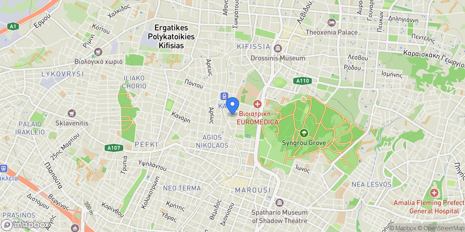 Map showing North Athens, Attica, Greece.
