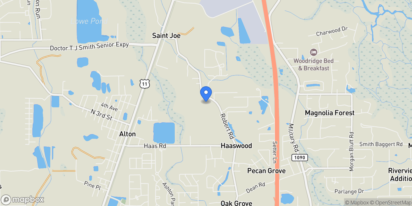 Map showing 62305 HIGHWAY 1091 Highway, Pearl River, Louisiana, United States.