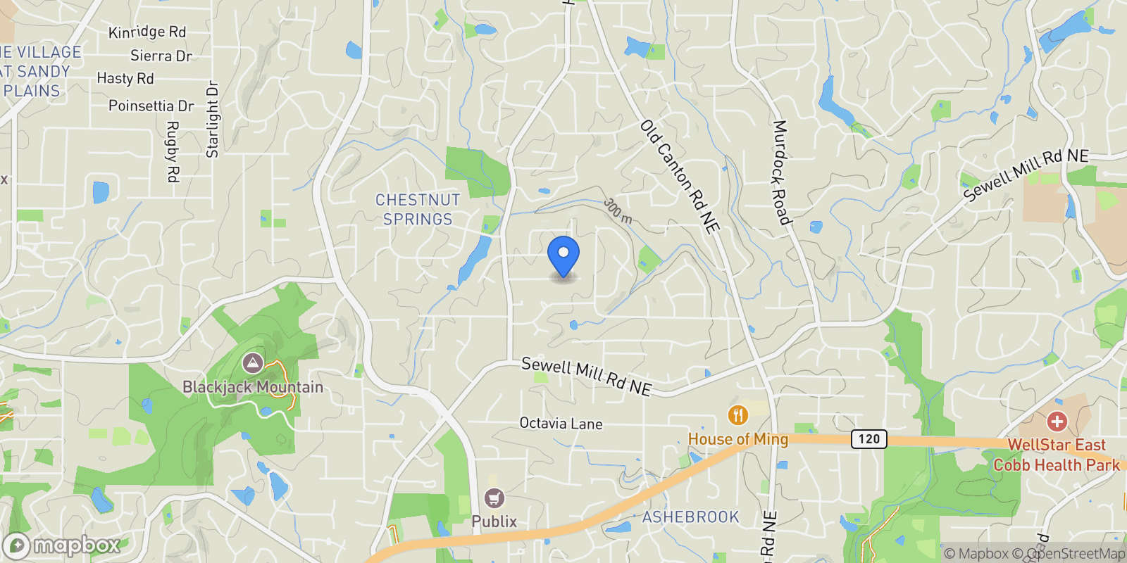 Map showing 2674 Skylane Drive, Marietta, GA 30062, Marietta, Georgia, United States.