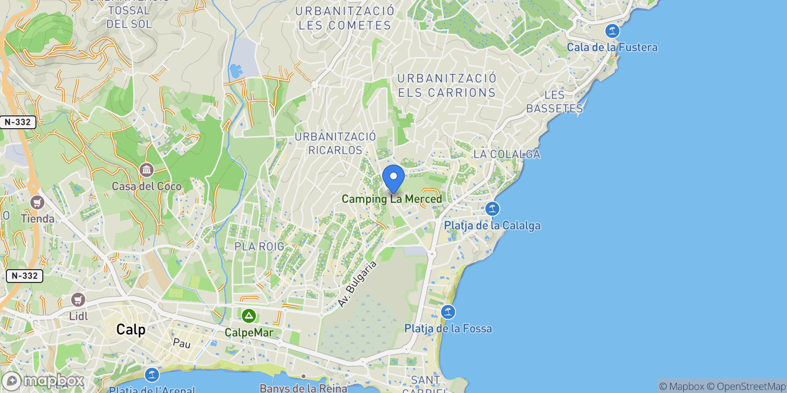 Map showing de la Merced, Alicante, Calp, Valencian Community, Spain.