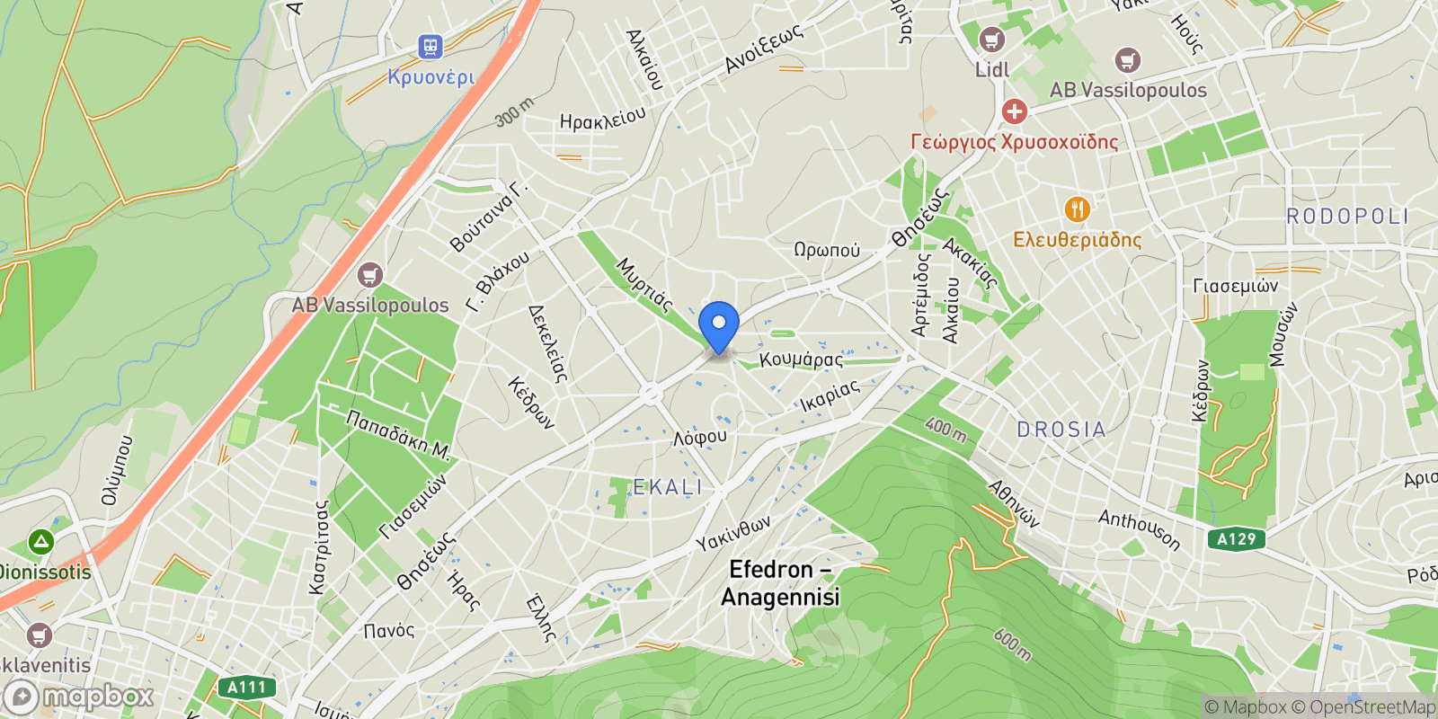 Map showing Ekali, Attica, Greece.