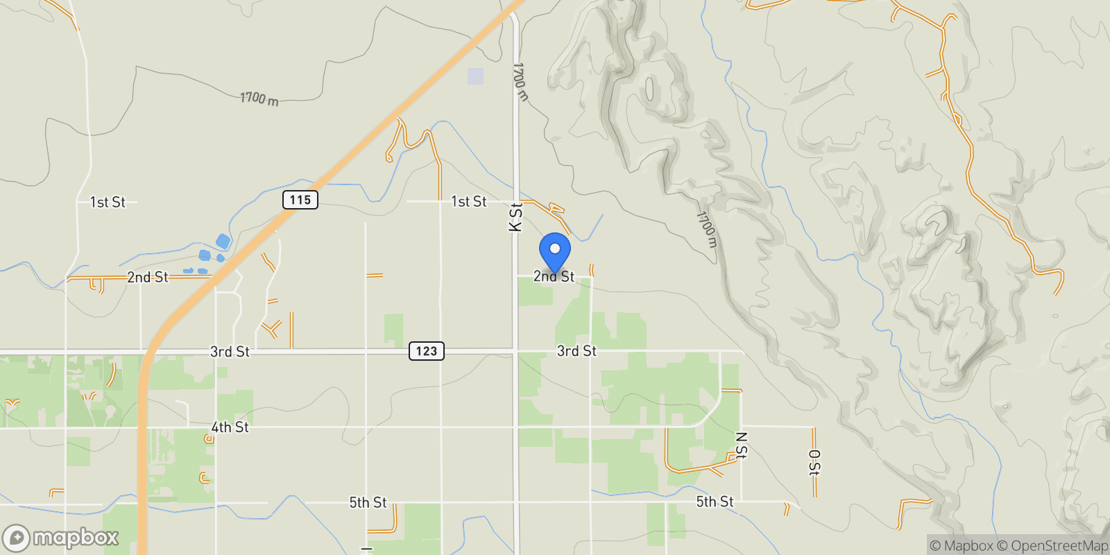 Map showing 1183 2nd Street, Penrose, CO 81240, Colorado Springs, Colorado, United States.