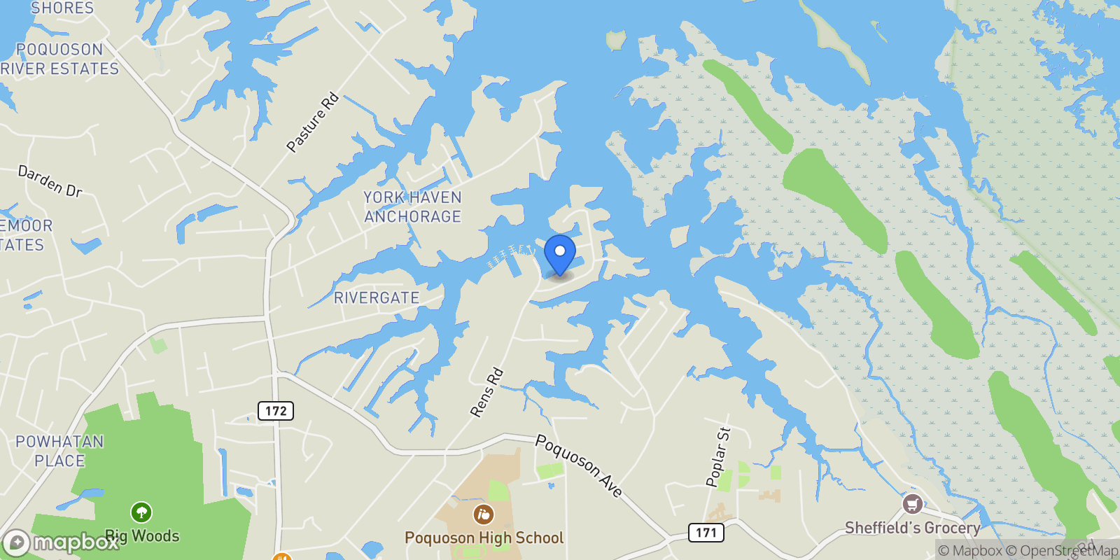 Map showing 8 White House Dr, Poquoson, VA 23662, Poquoson, Virginia, United States.