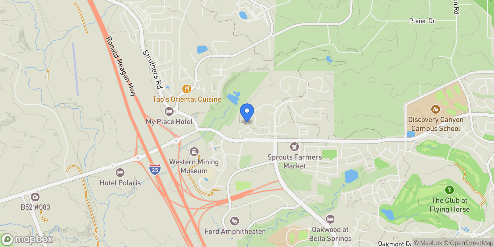 Map showing 339 Sandreed Place, Colorado Springs, CO 80921, Colorado Springs, Colorado, United States.
