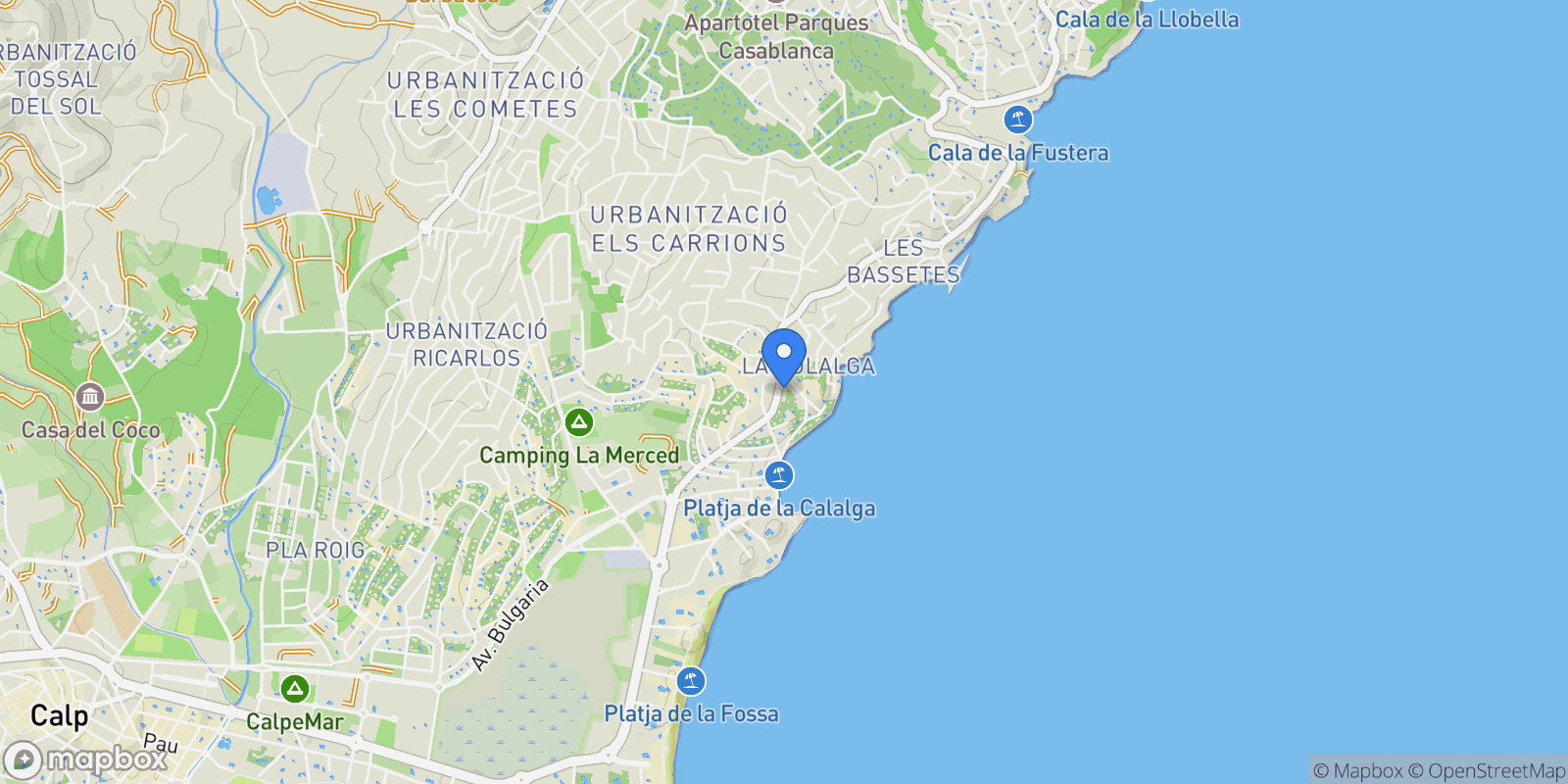 Map showing Los Pinos, Alicante, Calp, Valencian Community, Spain.
