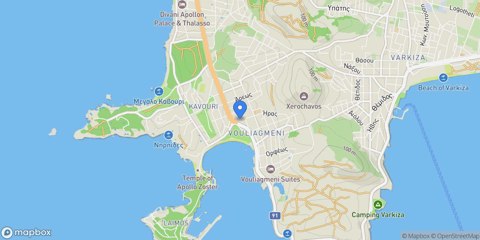 Map showing Vouliagmeni, Attica, Greece.