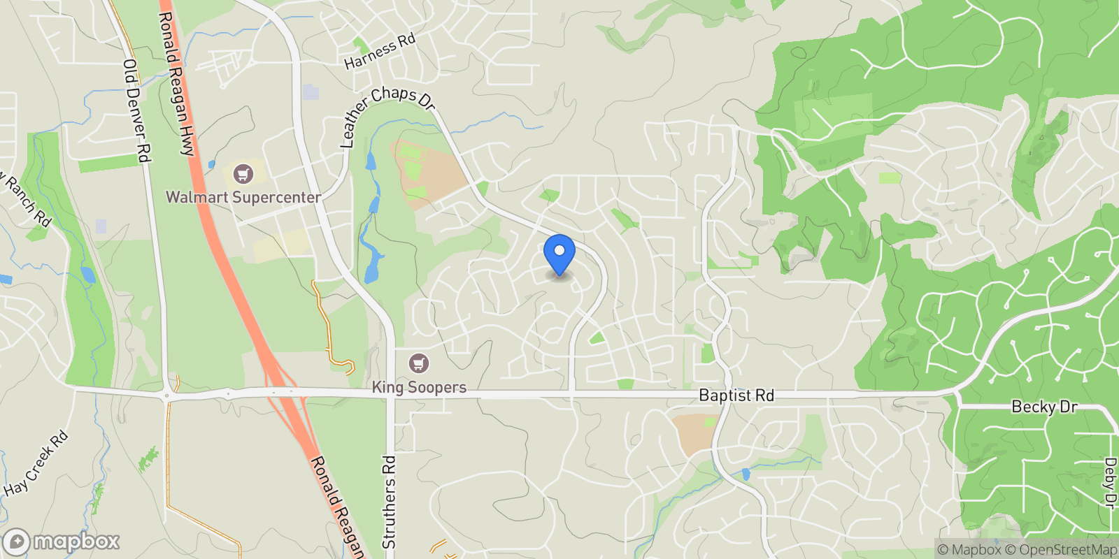 Map showing 566 Oxbow Drive, Monument, CO 80132, Monument, Colorado, United States.
