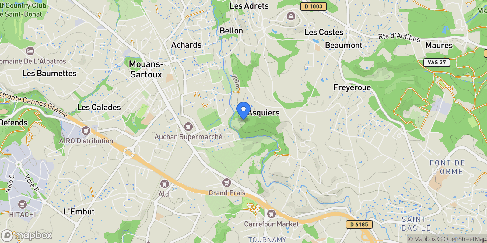 Map showing Mougins, Provence-Alpes-Côte d'Azur, France.