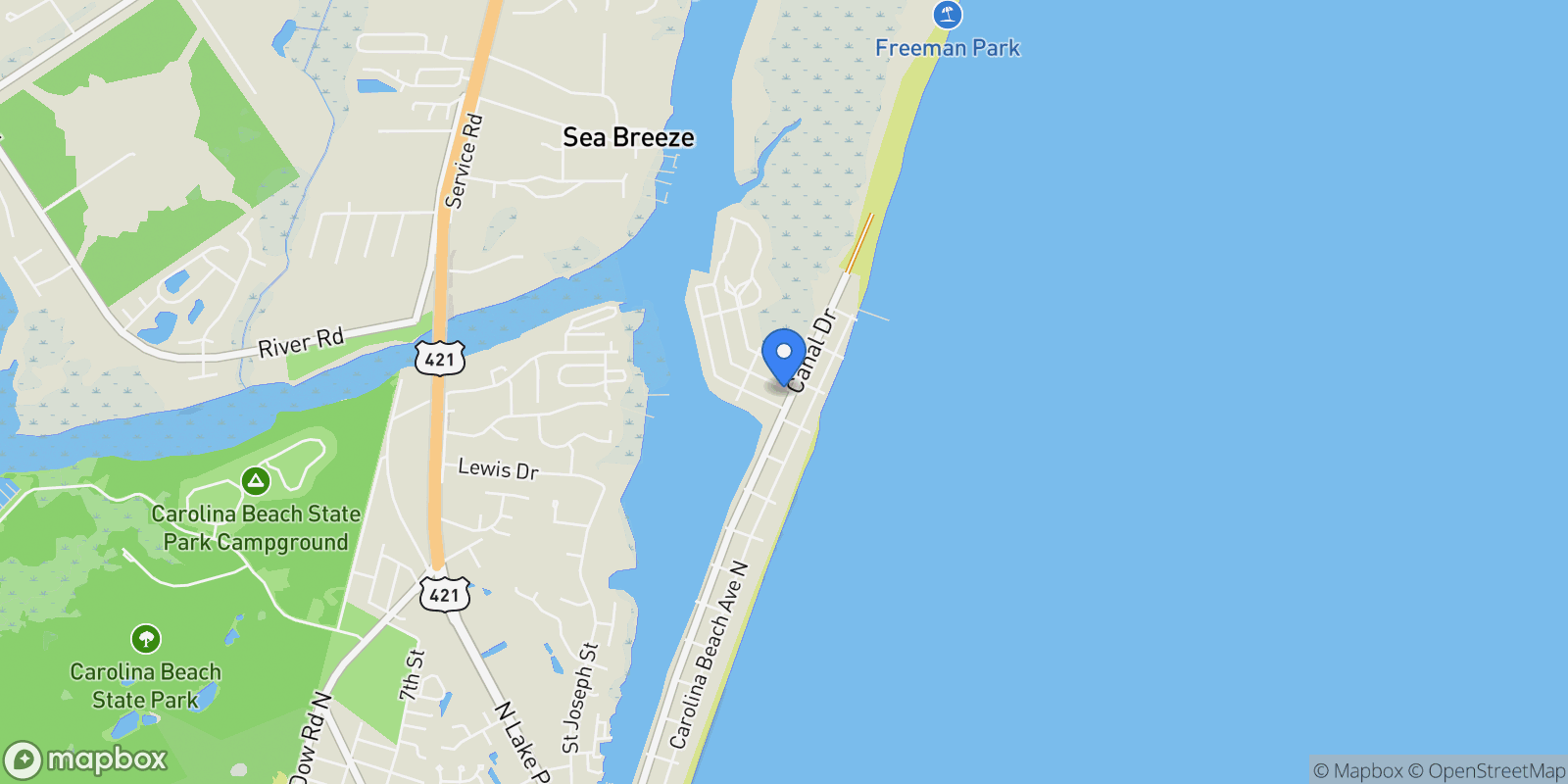 Map showing 103 Georgia Avenue, Carolina Beach, North Carolina, United States.