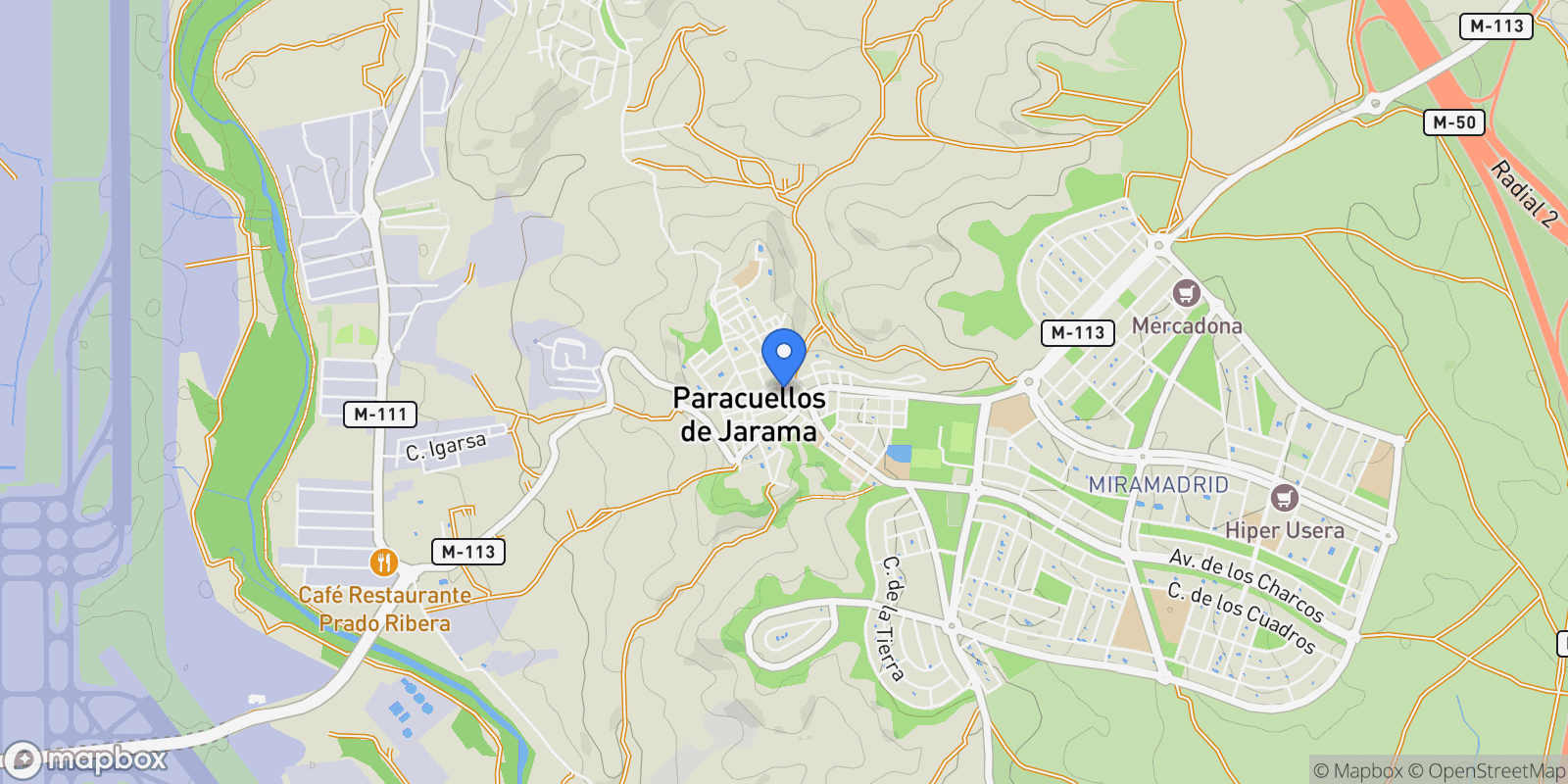 Map showing Paracuellos de Jarama, Community of Madrid, Spain.
