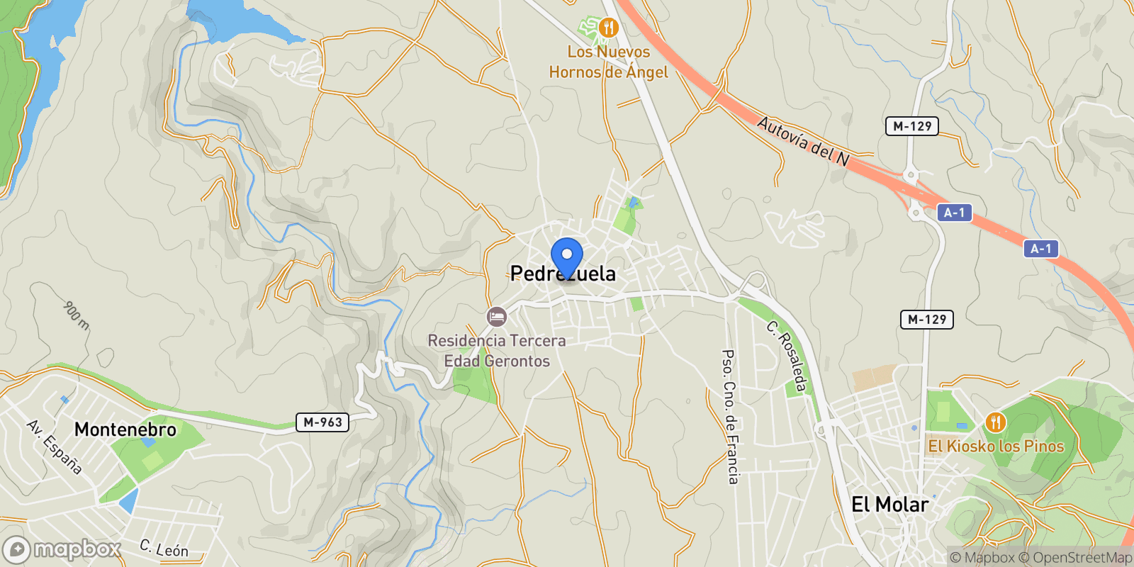 Map showing Pedrezuela, Community of Madrid, Spain.