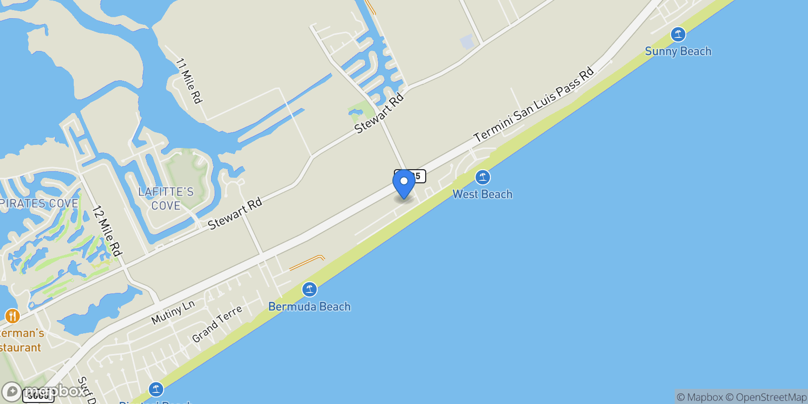 Map showing 12908 John Reynolds Road, Galveston, TX 77554, Galveston, Texas, United States.