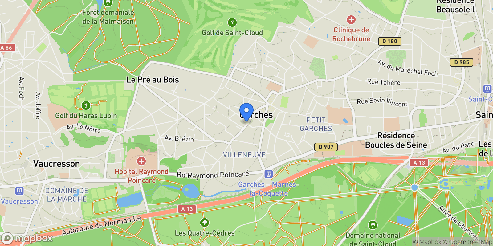 Map showing GARCHES, J 92380, Garches, Île-de-France, France.