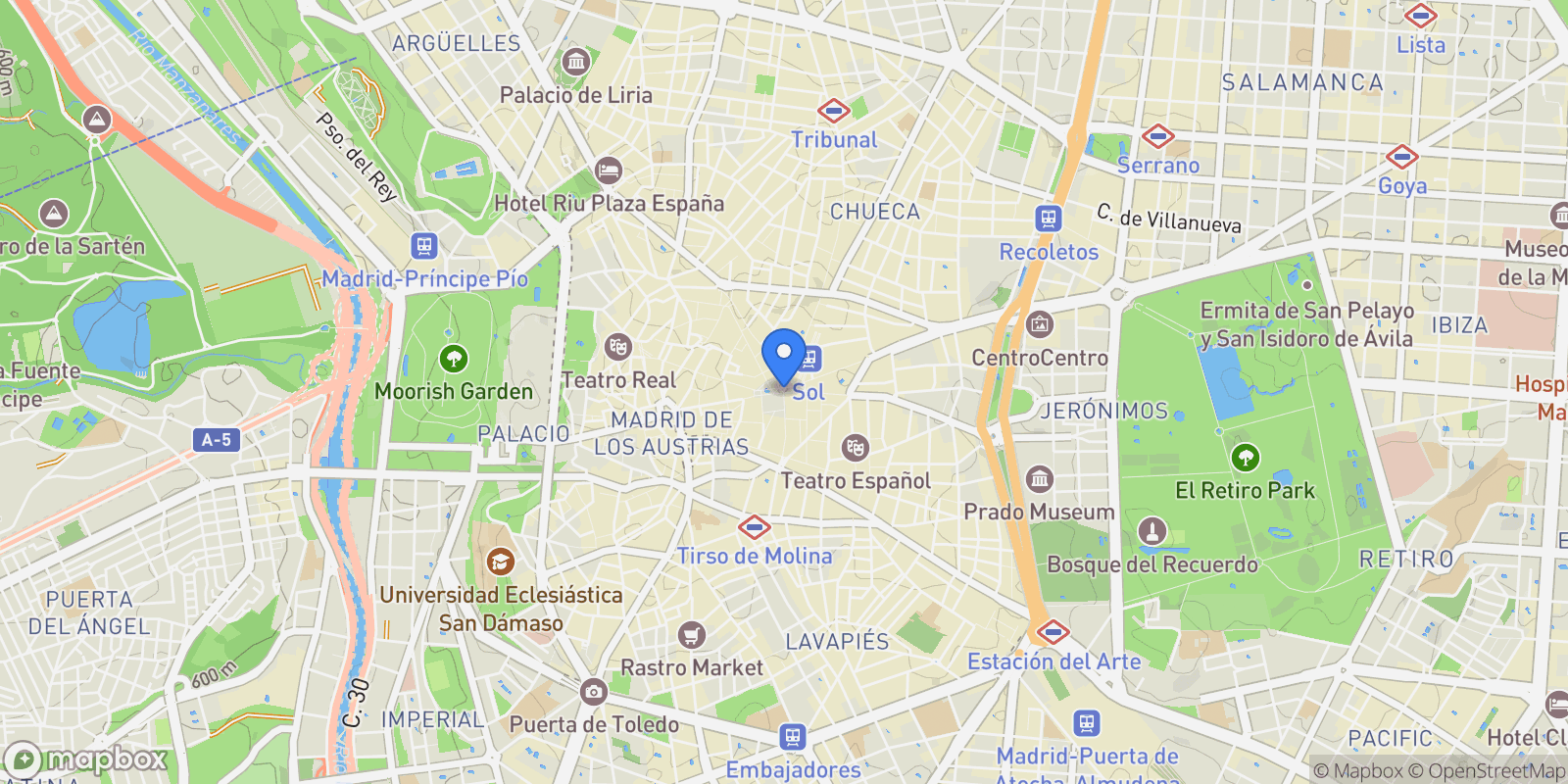 Map showing Centro, Madrid, Spain.