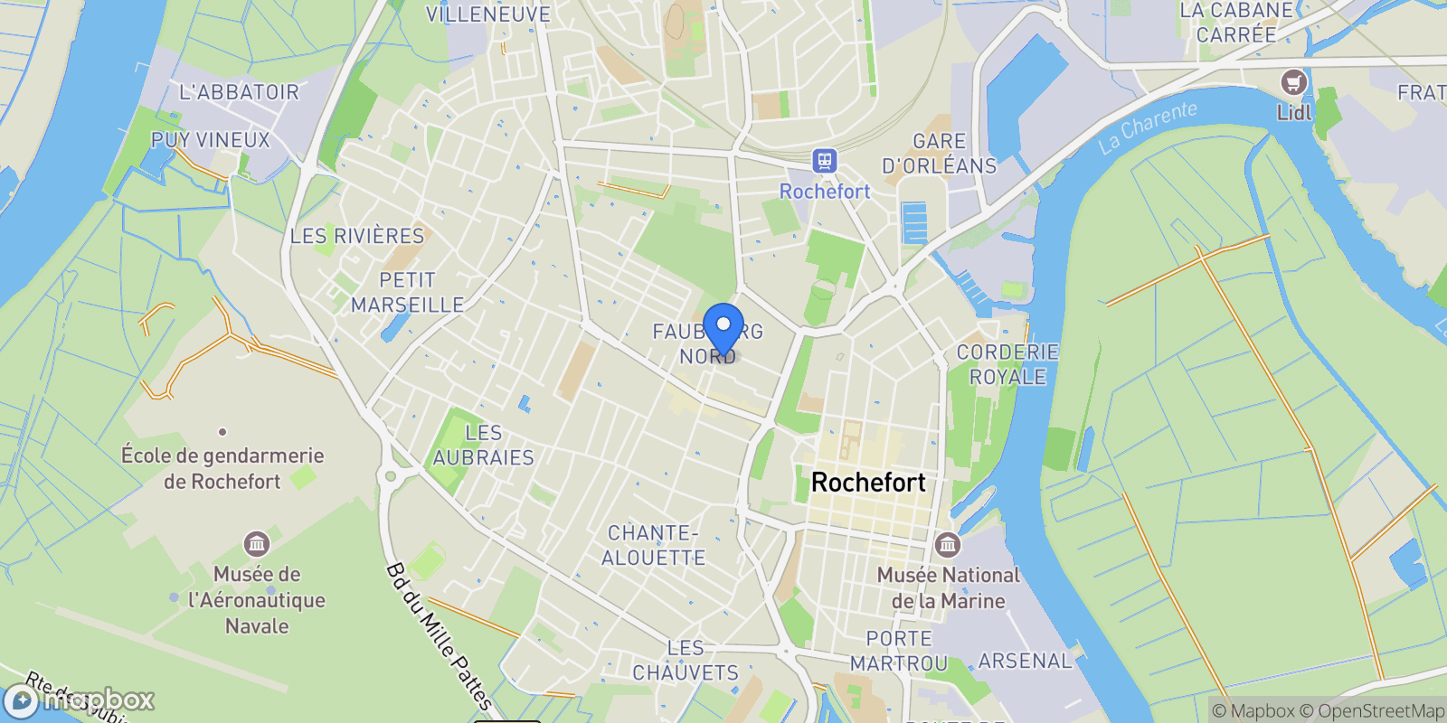 Map showing Rochefort, Nouvelle-Aquitaine, France.